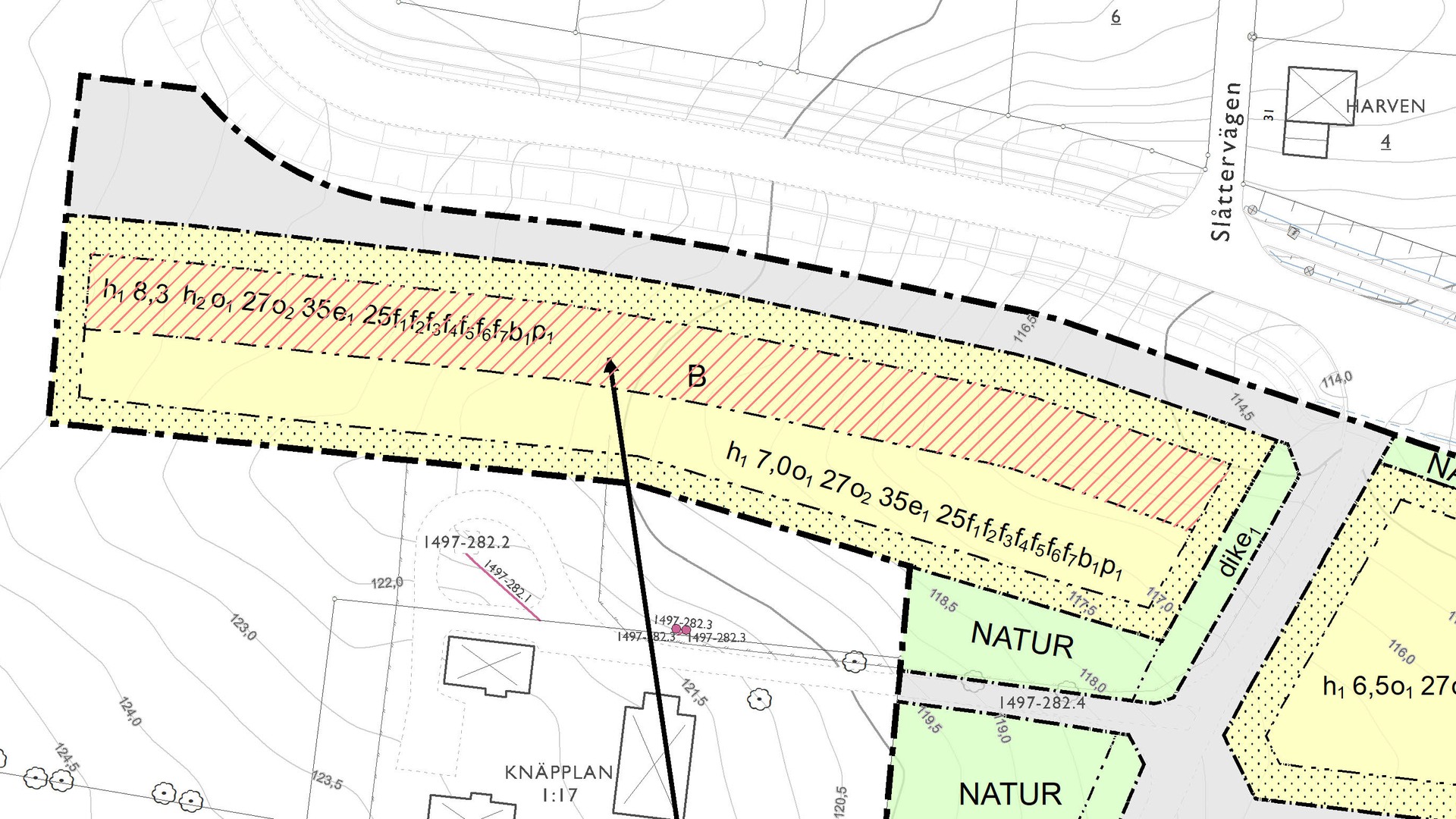 Utsnitt av plankartan
