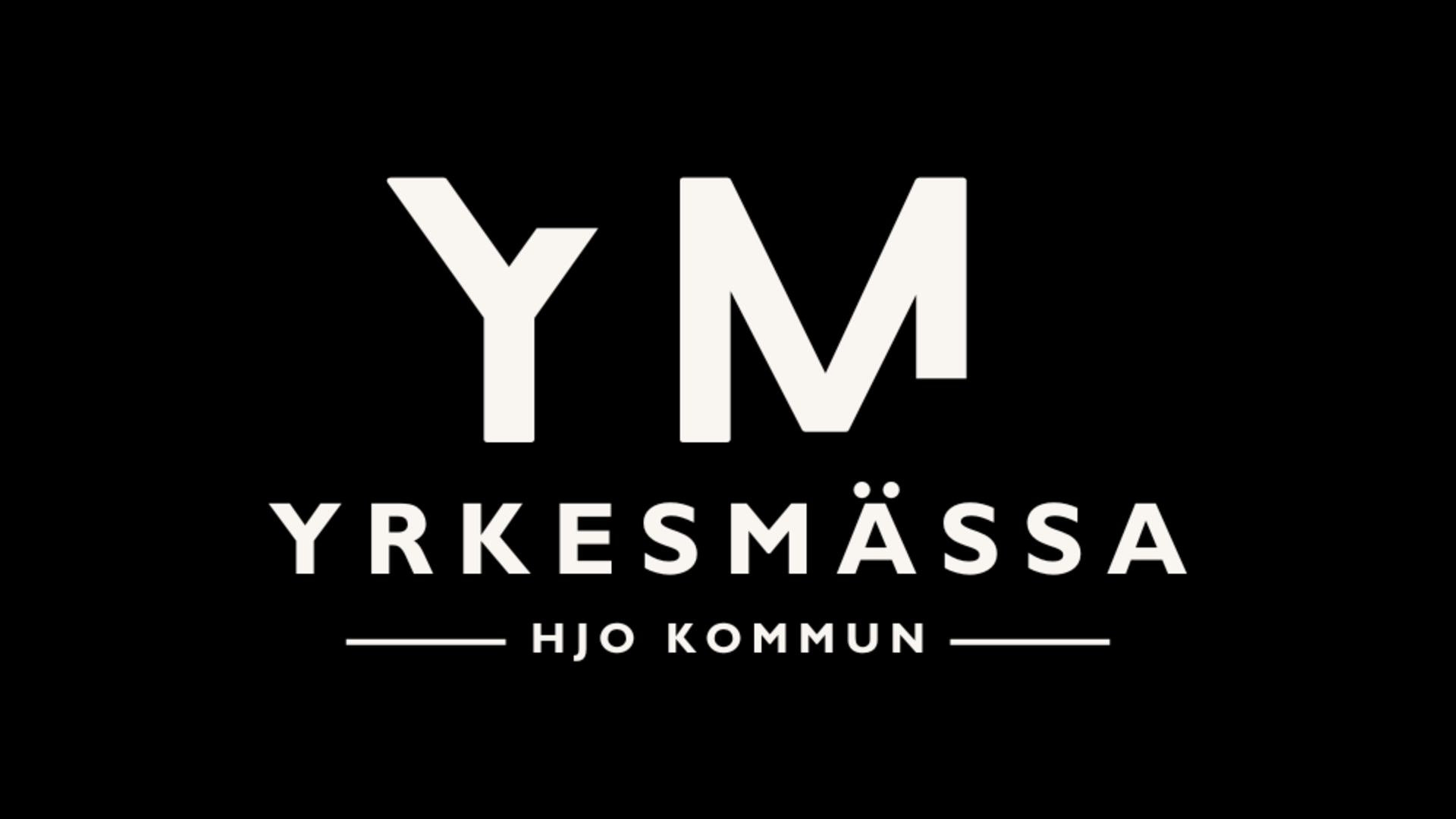 Logotyp för yrkesmässan, vit text mot svart bakgrund.