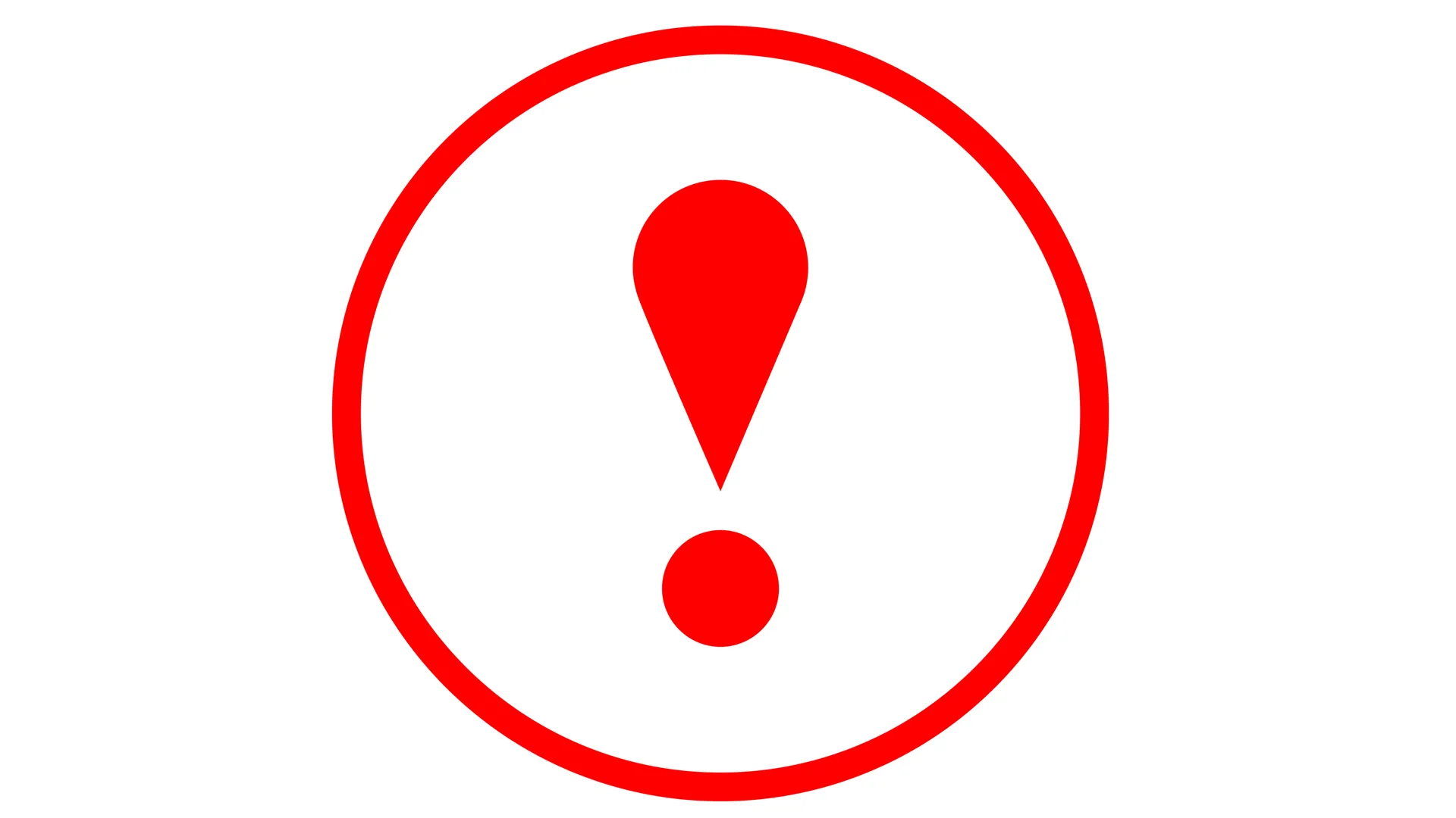 Illustration av en röd cirkel med ett utropstecken i.