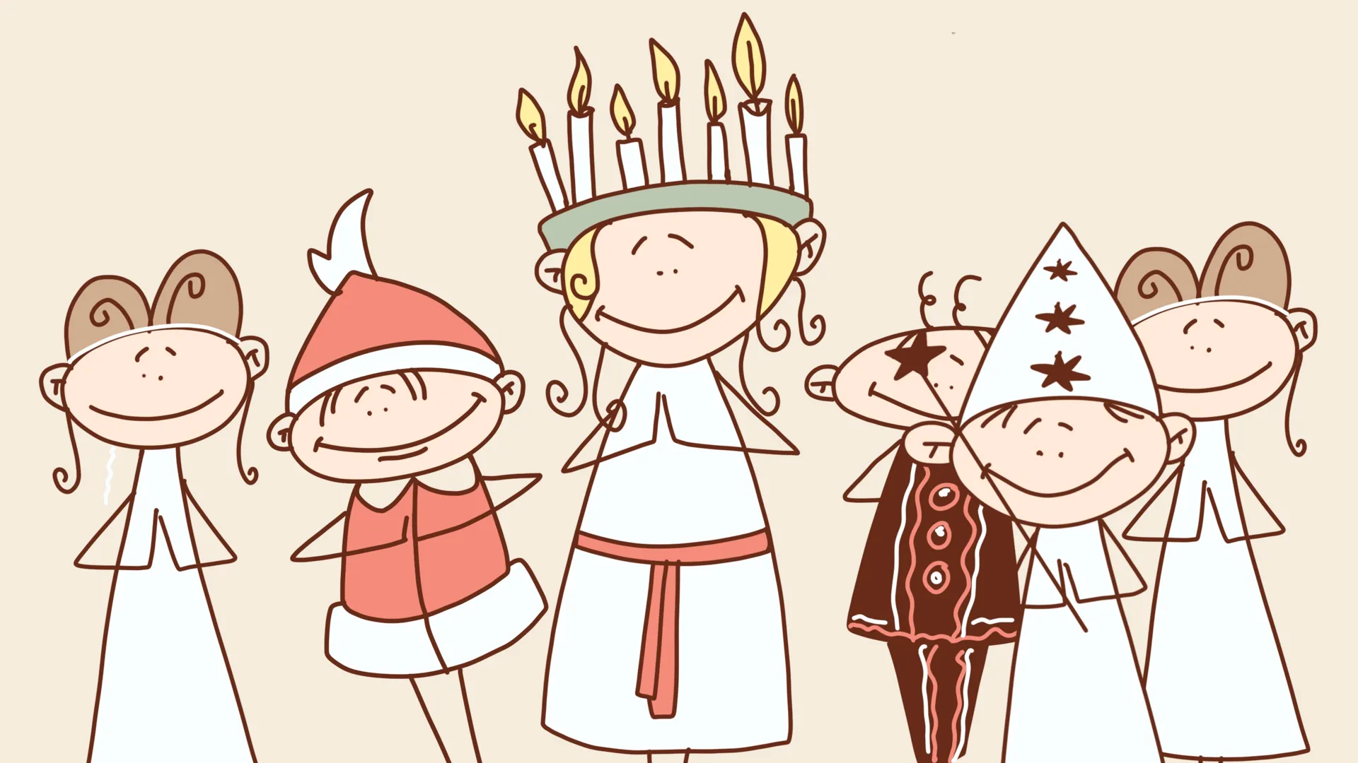 illustrerad bild av ett Luciatåg