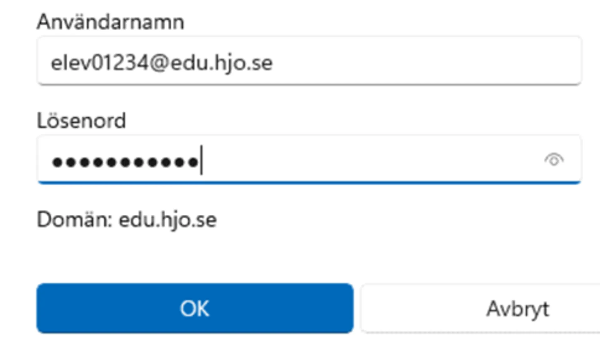 Skriv in din skolmejl och ditt lösenord