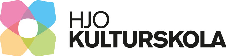 Logotyp för Hjo kulturskola på vit bakgrund.